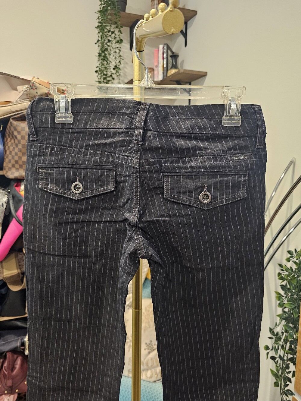 Vintage Low Rise UNIONBAY Black with White Pinstripe Pants - Picture 7 of 7